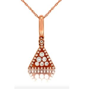 MARCO MOORE 14K Solid Rose Gold & Diamond 0.21TCW Triangle Pendant Necklace